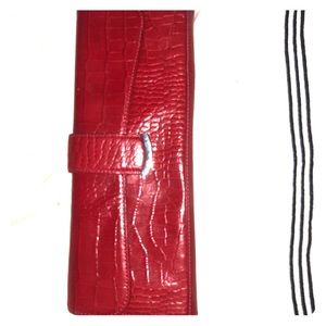 Like New! Oversized faux alligator clutch red